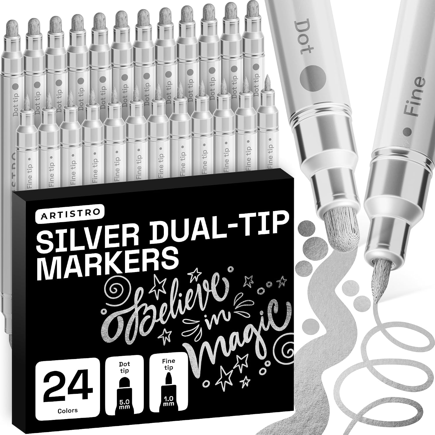 ARTISTRO Dual-Tip Acrylic Paint Marker Pens – Set of 36 | For Fabric, Rock, Glass, Wood, & Coloring Books, Art - view 37