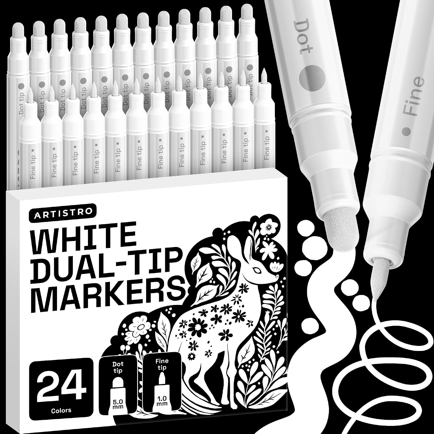 ARTISTRO Dual-Tip Acrylic Paint Marker Pens – Set of 36 | For Fabric, Rock, Glass, Wood, & Coloring Books, Art - view 25