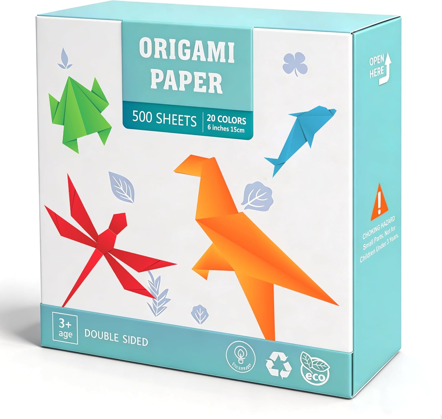 BUBU Origami Paper 500 Sheets 6×6 Inch Square with 20 Vivid Colors for Kids | Double Sided,Tear Resistant,Hold