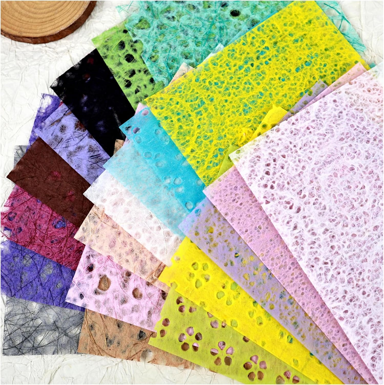 Diuhofart Handmade Scrapbook Textured Paper for Crafts, 20 Sheets A5 Size | Mulberry Paper Variety Colors Scra