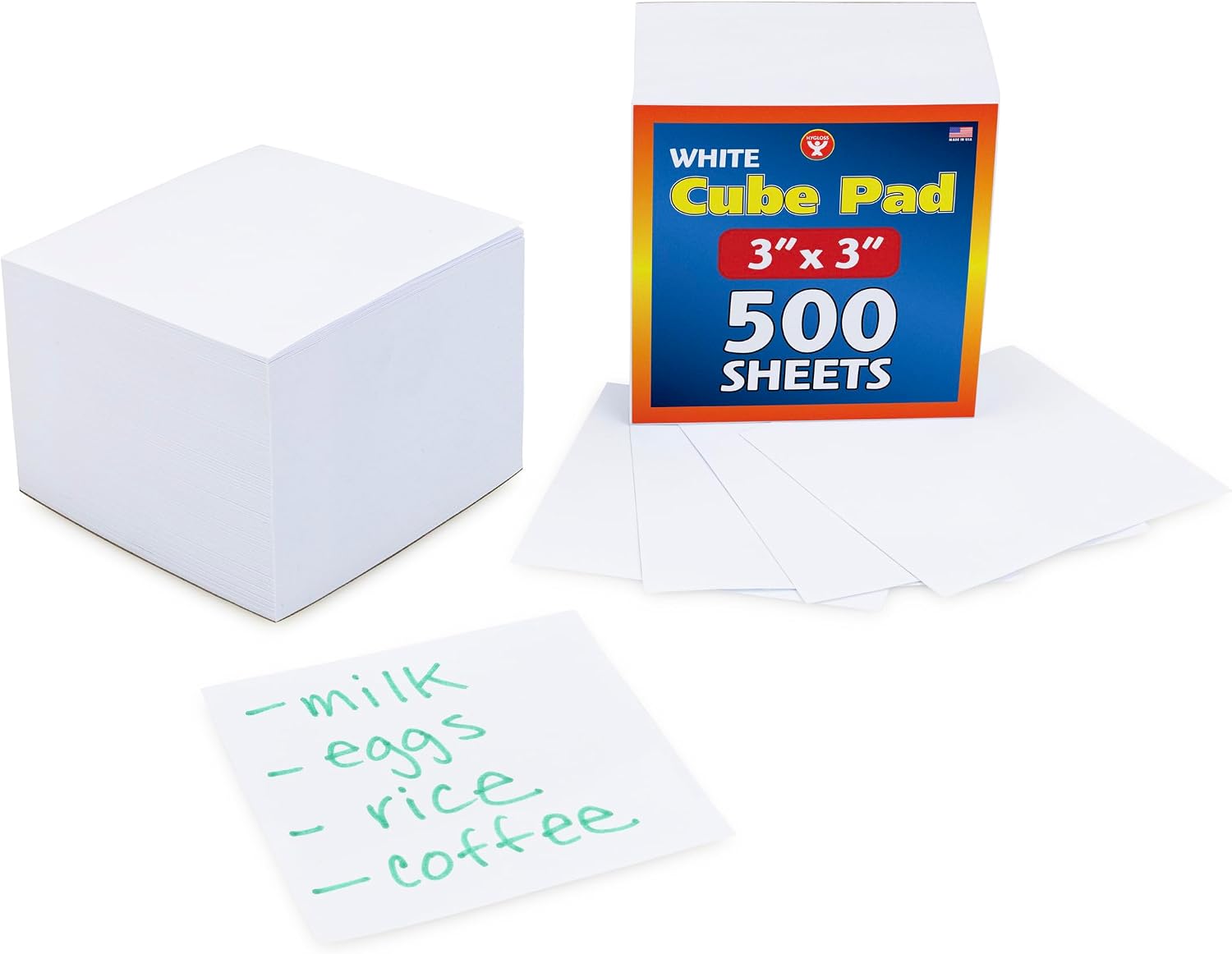 Hygloss Note Paper Cube – 3″ Square Non-Sticky Memo Pad – 500 Sheets in White Color – Note Cubes – Perfect for