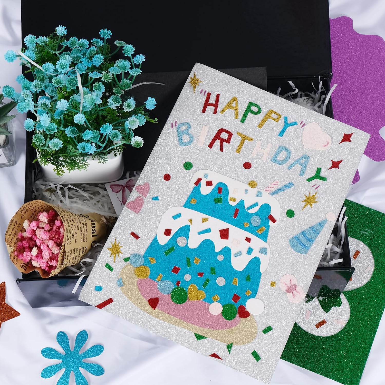 TORC 44 Sheets Glitter Cardstock Paper, 22 Colors A5 Sparkle Paper, 250GSM Heavy Craft Cardstock for Cricut, D - view 2